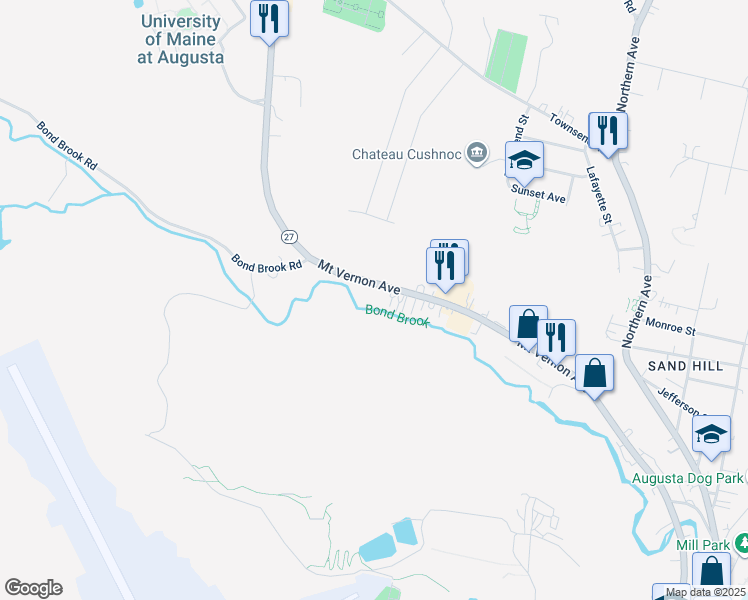 map of restaurants, bars, coffee shops, grocery stores, and more near 202 Mount Vernon Avenue in Augusta