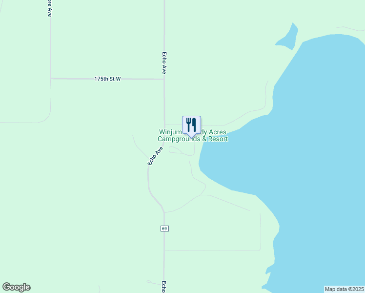 map of restaurants, bars, coffee shops, grocery stores, and more near 17805 180th Street West in Faribault