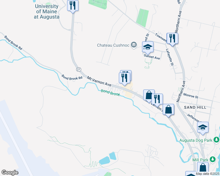 map of restaurants, bars, coffee shops, grocery stores, and more near 202 Mount Vernon Avenue in Augusta