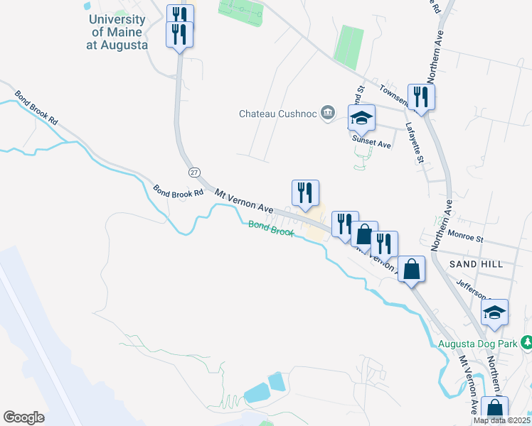 map of restaurants, bars, coffee shops, grocery stores, and more near 202 Mount Vernon Avenue in Augusta