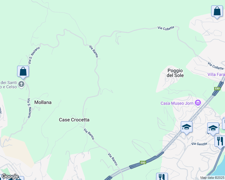 map of restaurants, bars, coffee shops, grocery stores, and more near 54 Via Ranco in Provincia di Savona