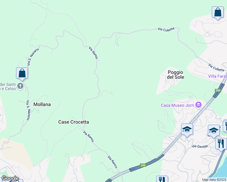 map of restaurants, bars, coffee shops, grocery stores, and more near 54 Via Ranco in Provincia di Savona