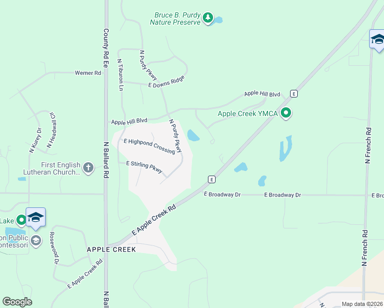map of restaurants, bars, coffee shops, grocery stores, and more near 6830 North Purdy Parkway in Appleton
