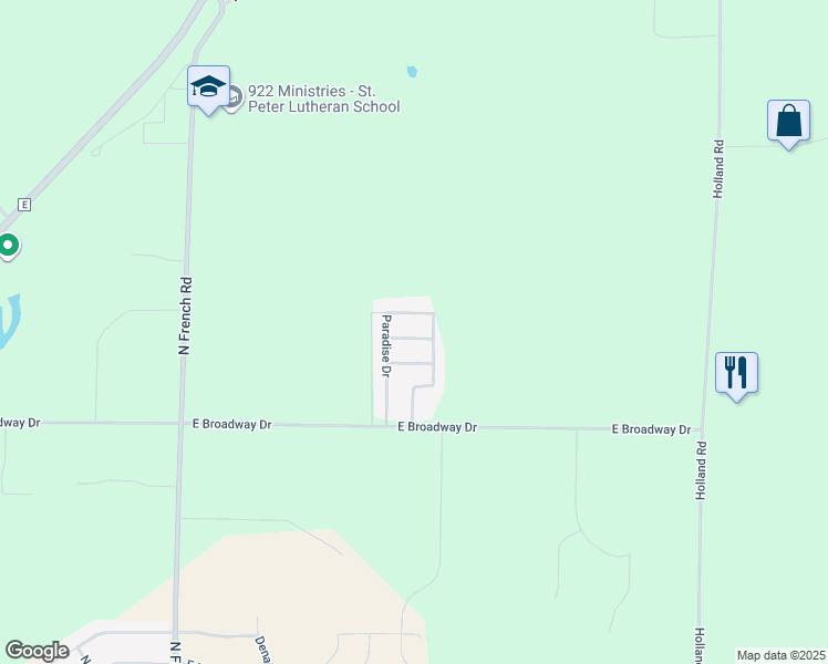 map of restaurants, bars, coffee shops, grocery stores, and more near W3130 East Broadway Drive in Appleton