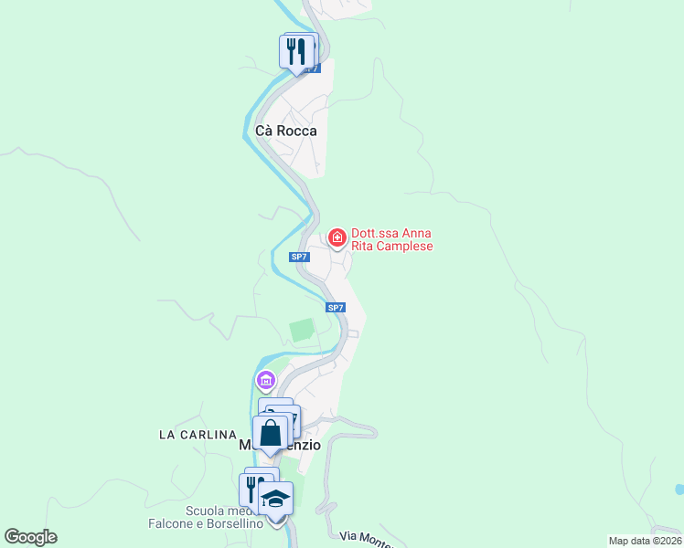 map of restaurants, bars, coffee shops, grocery stores, and more near 8 Via dell'Osteria in Monterenzio