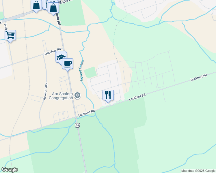 map of restaurants, bars, coffee shops, grocery stores, and more near 24 Fenchurch Manor in Barrie