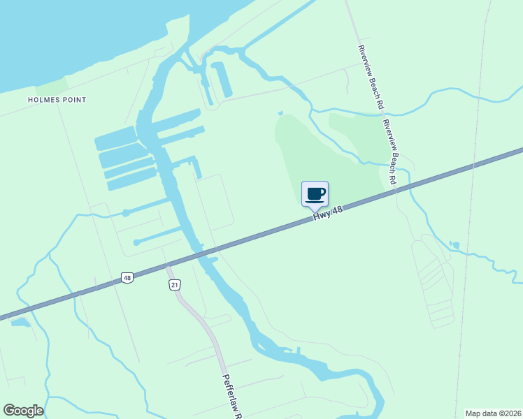 map of restaurants, bars, coffee shops, grocery stores, and more near 30360 Ontario 48 in Georgina