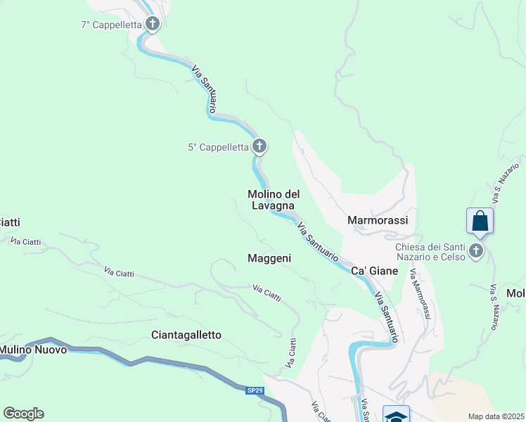 map of restaurants, bars, coffee shops, grocery stores, and more near 45 Via Maggeni in Provincia di Savona