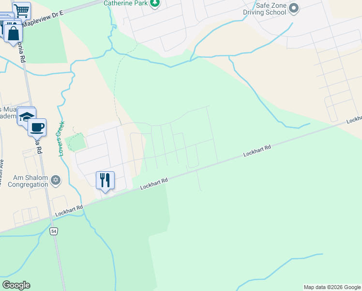 map of restaurants, bars, coffee shops, grocery stores, and more near 141 Fenchurch Manor in Barrie