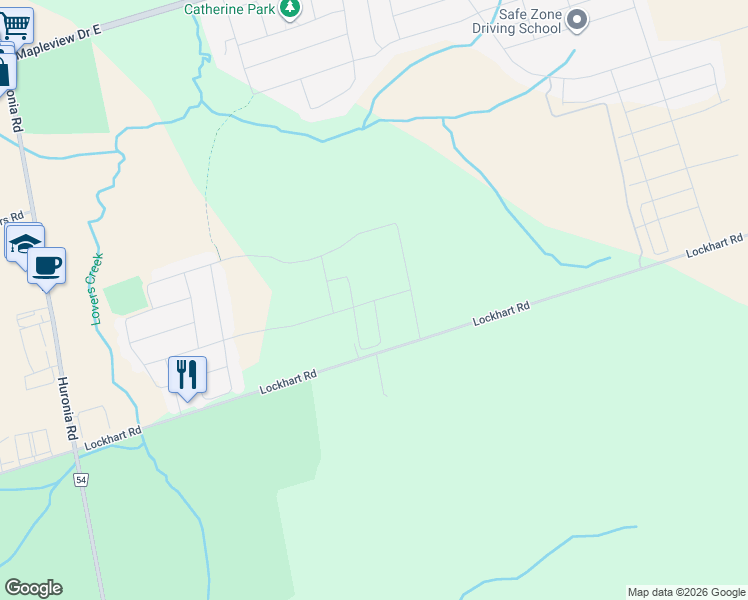 map of restaurants, bars, coffee shops, grocery stores, and more near Fenchurch Manor in Barrie