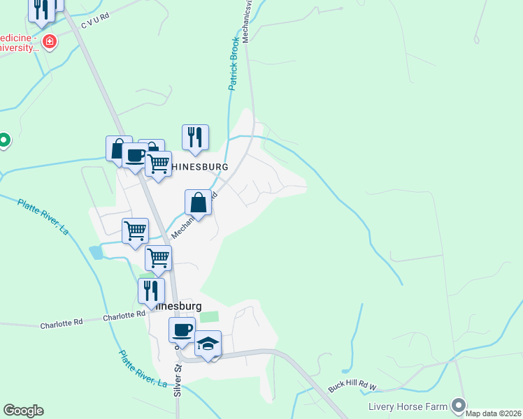 map of restaurants, bars, coffee shops, grocery stores, and more near 108 Thorn Bush Road in Hinesburg