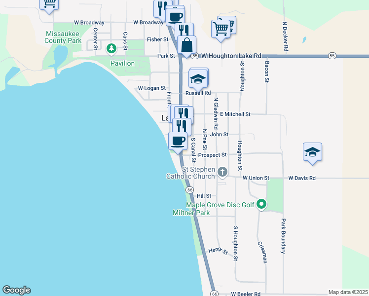 map of restaurants, bars, coffee shops, grocery stores, and more near in Lake City
