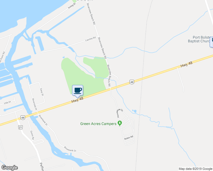 map of restaurants, bars, coffee shops, grocery stores, and more near 4 Riverview Beach Road in Georgina