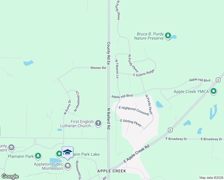 map of restaurants, bars, coffee shops, grocery stores, and more near 6600 North Ballard Road in Appleton