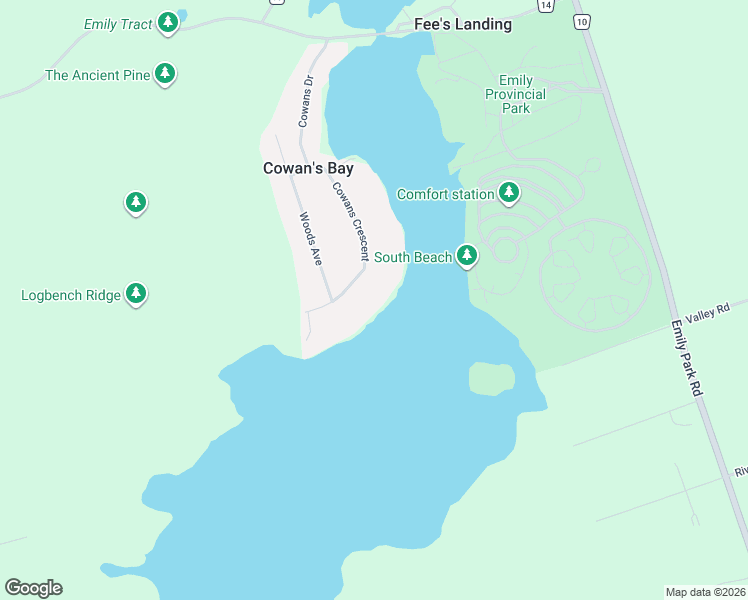 map of restaurants, bars, coffee shops, grocery stores, and more near 38 Cowans Crescent in Kawartha Lakes