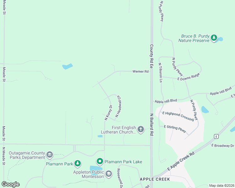 map of restaurants, bars, coffee shops, grocery stores, and more near 6666 North Headwall Circle in Appleton