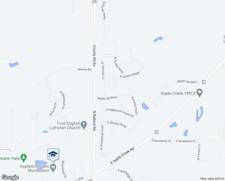 map of restaurants, bars, coffee shops, grocery stores, and more near 7125 North Trinity Court in Appleton