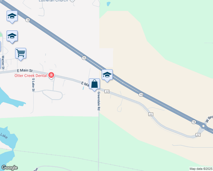 map of restaurants, bars, coffee shops, grocery stores, and more near N2592 Wisconsin 15 in Hortonville