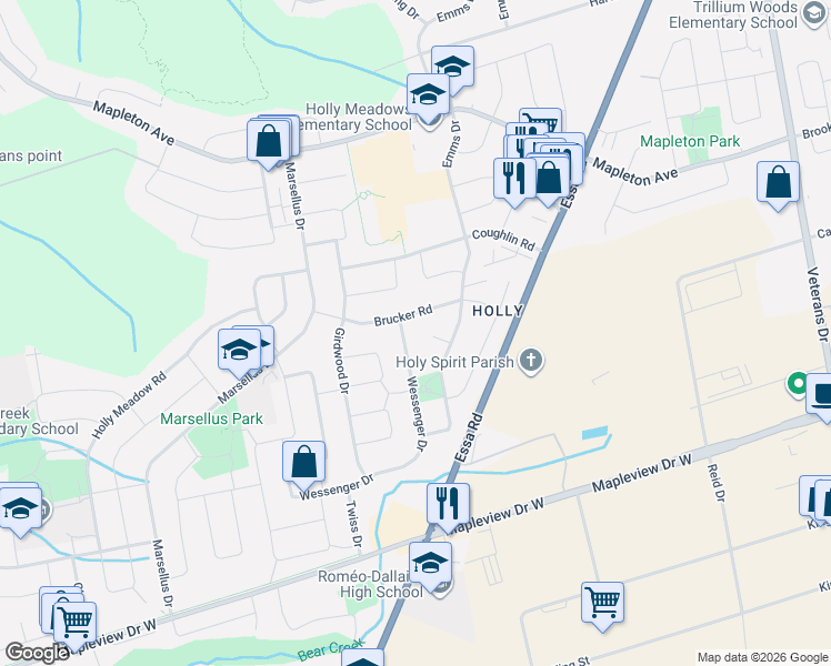 map of restaurants, bars, coffee shops, grocery stores, and more near in Barrie