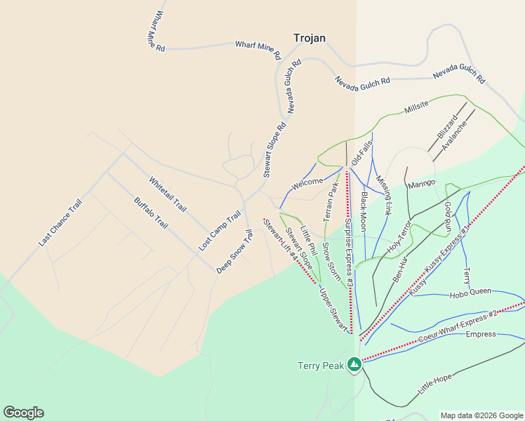 map of restaurants, bars, coffee shops, grocery stores, and more near 21120 Stewart Slope Road in Lead