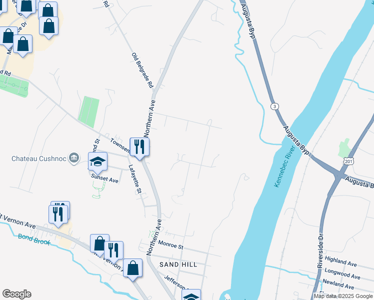 map of restaurants, bars, coffee shops, grocery stores, and more near 12 Victoire Lane in Augusta