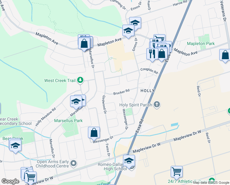 map of restaurants, bars, coffee shops, grocery stores, and more near in Barrie