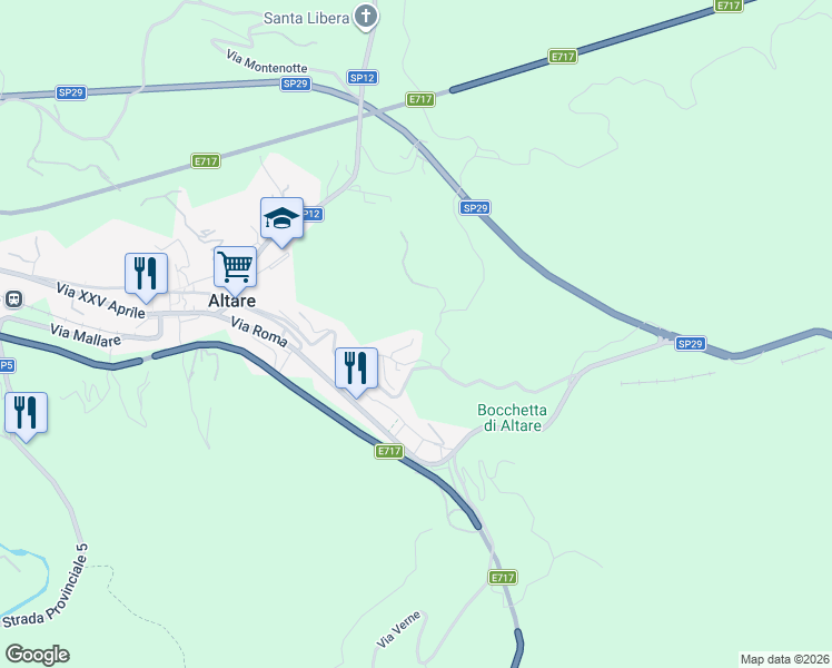 map of restaurants, bars, coffee shops, grocery stores, and more near 16 Località Casotto in Altare