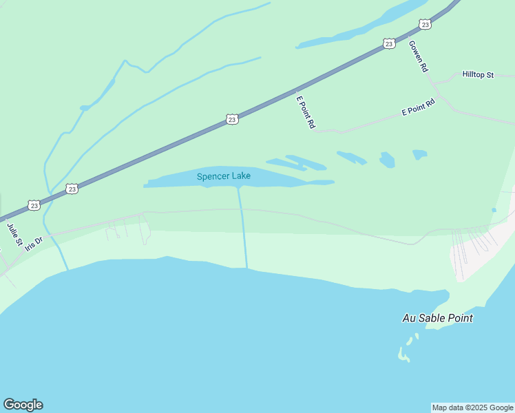 map of restaurants, bars, coffee shops, grocery stores, and more near 4749-4999 Ausable Point Road in East Tawas