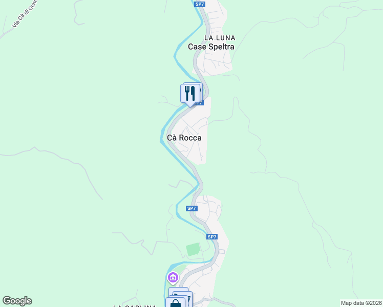 map of restaurants, bars, coffee shops, grocery stores, and more near 14 Via Costituzione in La Rocca