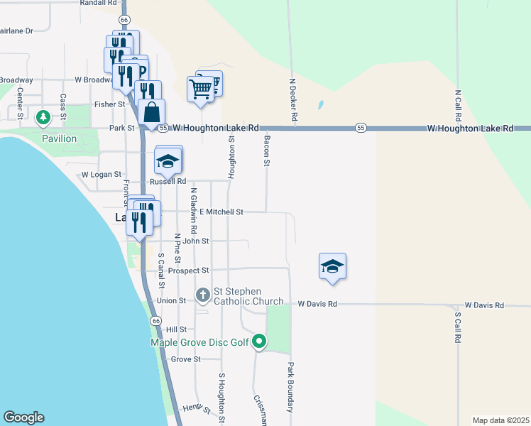 map of restaurants, bars, coffee shops, grocery stores, and more near 813 Mitchell in Lake City