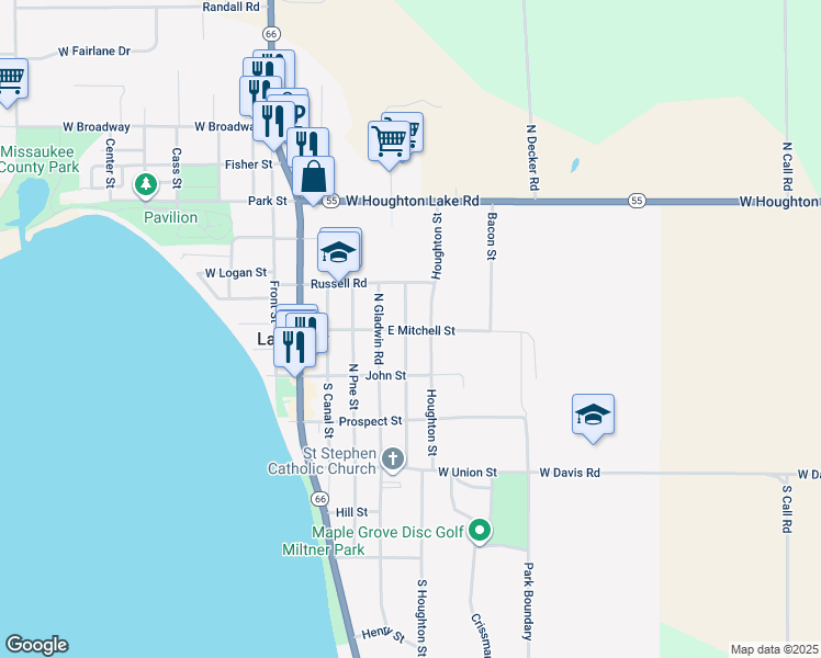 map of restaurants, bars, coffee shops, grocery stores, and more near 200 Huron Street in Lake City