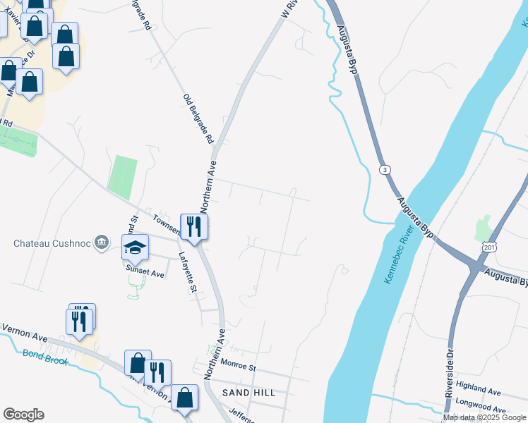 map of restaurants, bars, coffee shops, grocery stores, and more near 12 Victoire Lane in Augusta