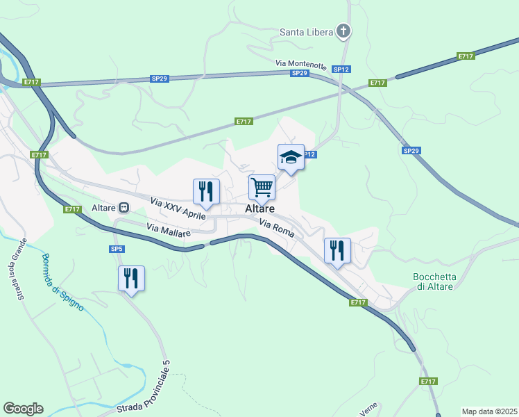 map of restaurants, bars, coffee shops, grocery stores, and more near 2 Via E. Bordoni in Altare