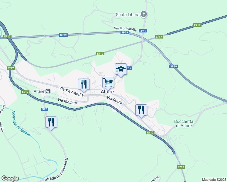 map of restaurants, bars, coffee shops, grocery stores, and more near 2 Via Armando Bordoni in Altare