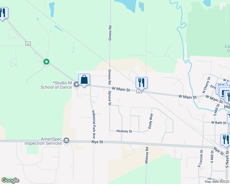 map of restaurants, bars, coffee shops, grocery stores, and more near 118 William Court in Hortonville