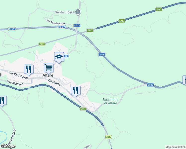 map of restaurants, bars, coffee shops, grocery stores, and more near 16 Località Casotto in Altare