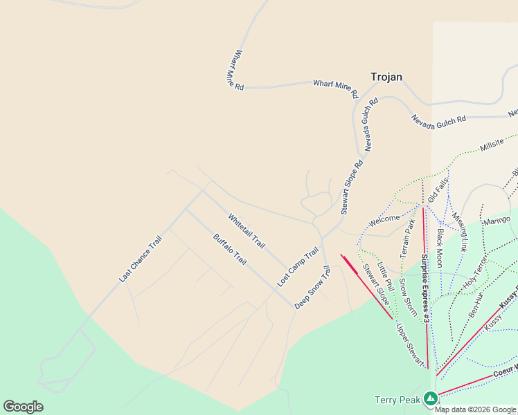 map of restaurants, bars, coffee shops, grocery stores, and more near Moose Trail in Lead