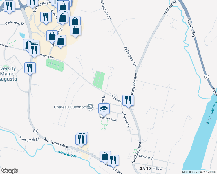 map of restaurants, bars, coffee shops, grocery stores, and more near 20 Albert Avenue in Augusta