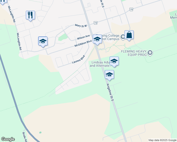 map of restaurants, bars, coffee shops, grocery stores, and more near 47 Sweetnam Drive in Lindsay