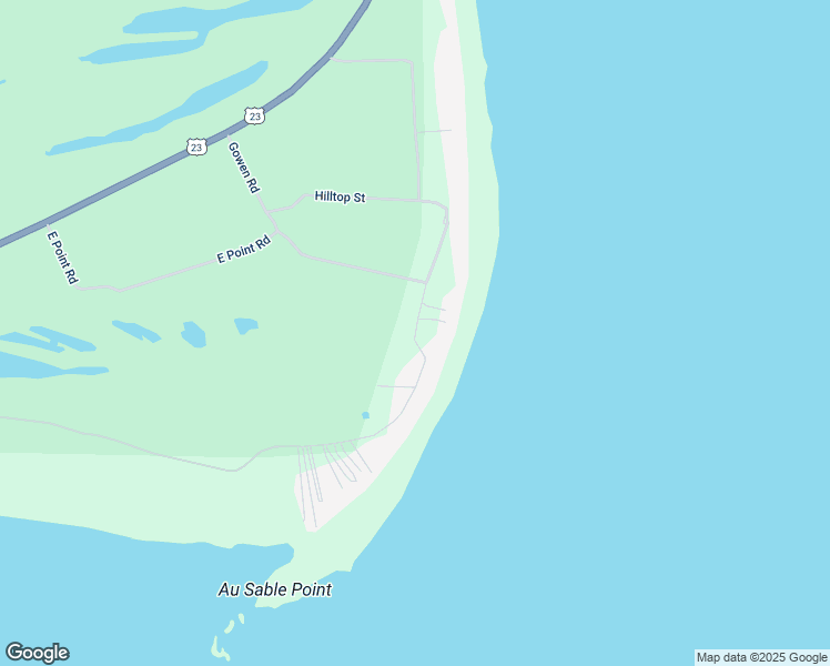 map of restaurants, bars, coffee shops, grocery stores, and more near 4749 Ausable Point Road in East Tawas