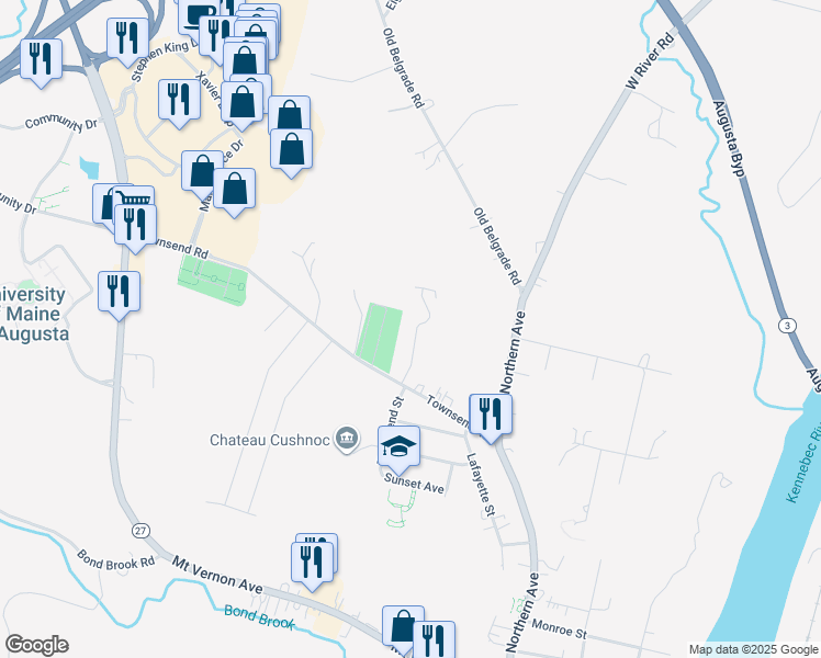 map of restaurants, bars, coffee shops, grocery stores, and more near 20 Albert Avenue in Augusta