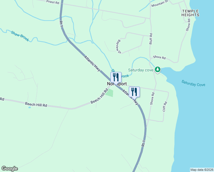 map of restaurants, bars, coffee shops, grocery stores, and more near 8 Beech Hill Road in Northport