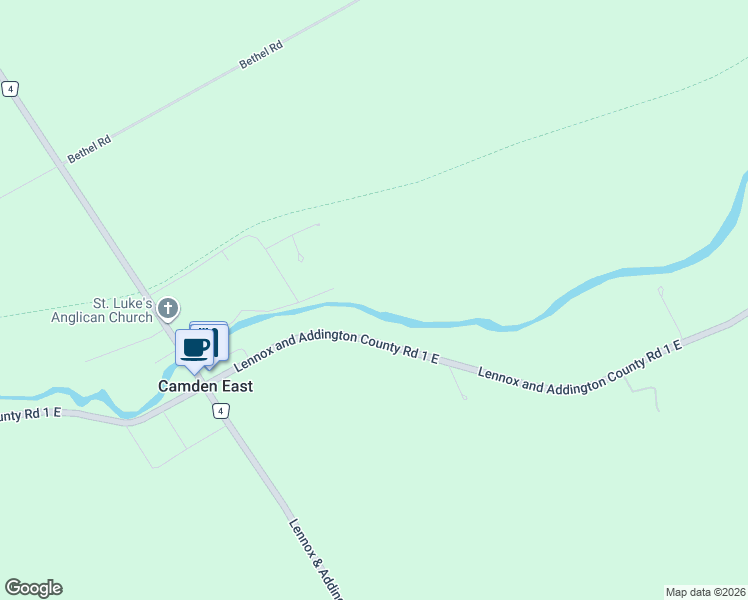 map of restaurants, bars, coffee shops, grocery stores, and more near 116 Riverview Drive in Camden East