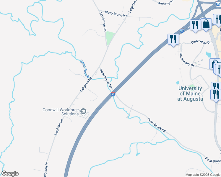 map of restaurants, bars, coffee shops, grocery stores, and more near 232 Bond Brook Road in Augusta