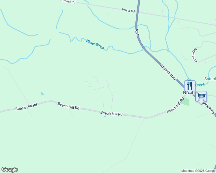 map of restaurants, bars, coffee shops, grocery stores, and more near 40 Nelson Drive in Northport