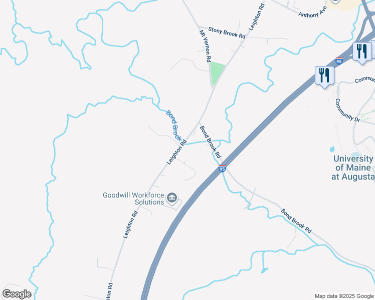 map of restaurants, bars, coffee shops, grocery stores, and more near 232 Bond Brook Road in Augusta