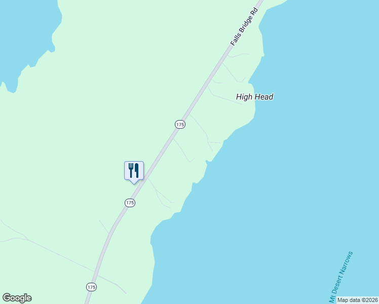 map of restaurants, bars, coffee shops, grocery stores, and more near 636 Falls Bridge Road in Blue Hill