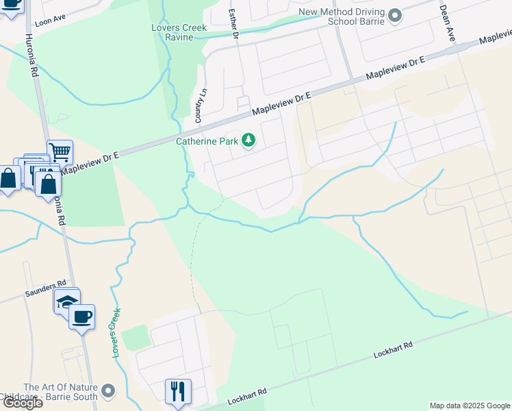 map of restaurants, bars, coffee shops, grocery stores, and more near in Barrie