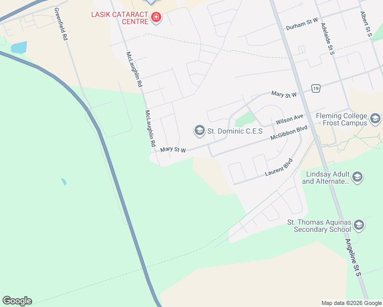 map of restaurants, bars, coffee shops, grocery stores, and more near 329 Mary Street West in Kawartha Lakes