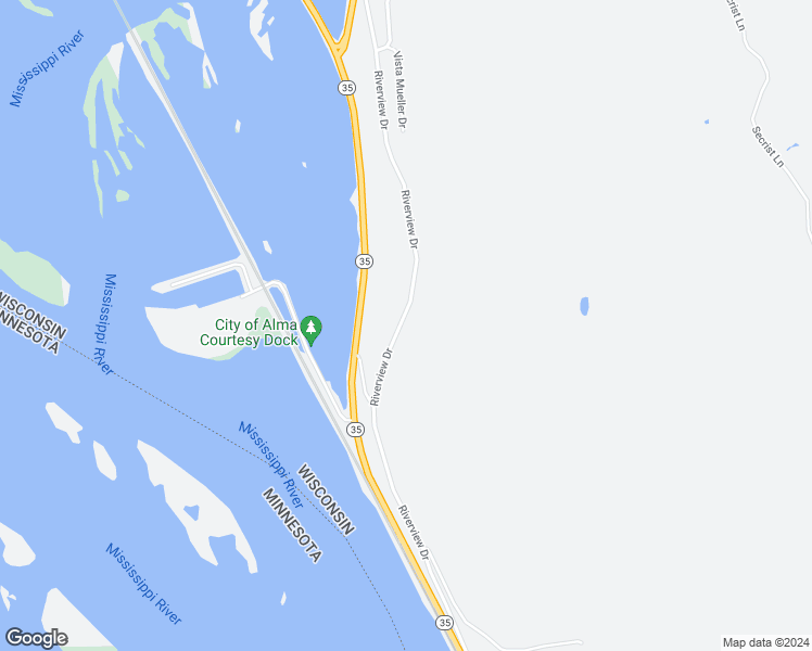 map of restaurants, bars, coffee shops, grocery stores, and more near 911 Riverview Drive in Alma